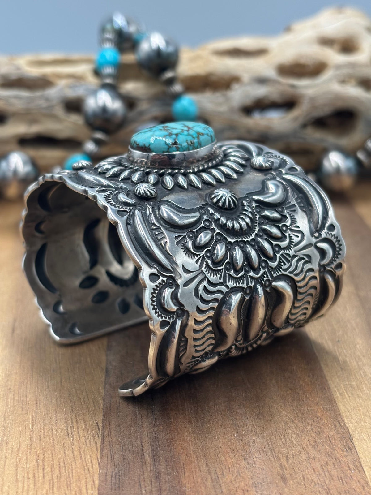 Turquoise #1022-32 Cuff by Darryl Becenti, Navajo