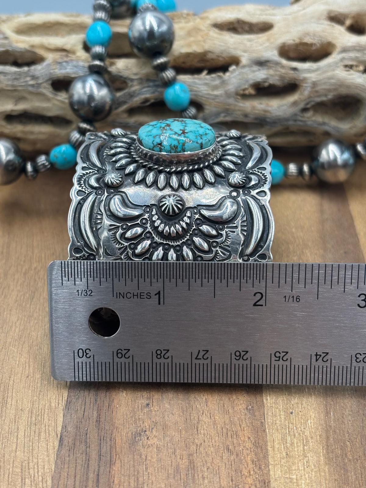 Turquoise #1022-32 Cuff by Darryl Becenti, Navajo