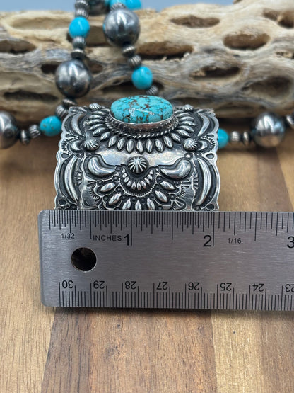 Turquoise #1022-32 Cuff by Darryl Becenti, Navajo
