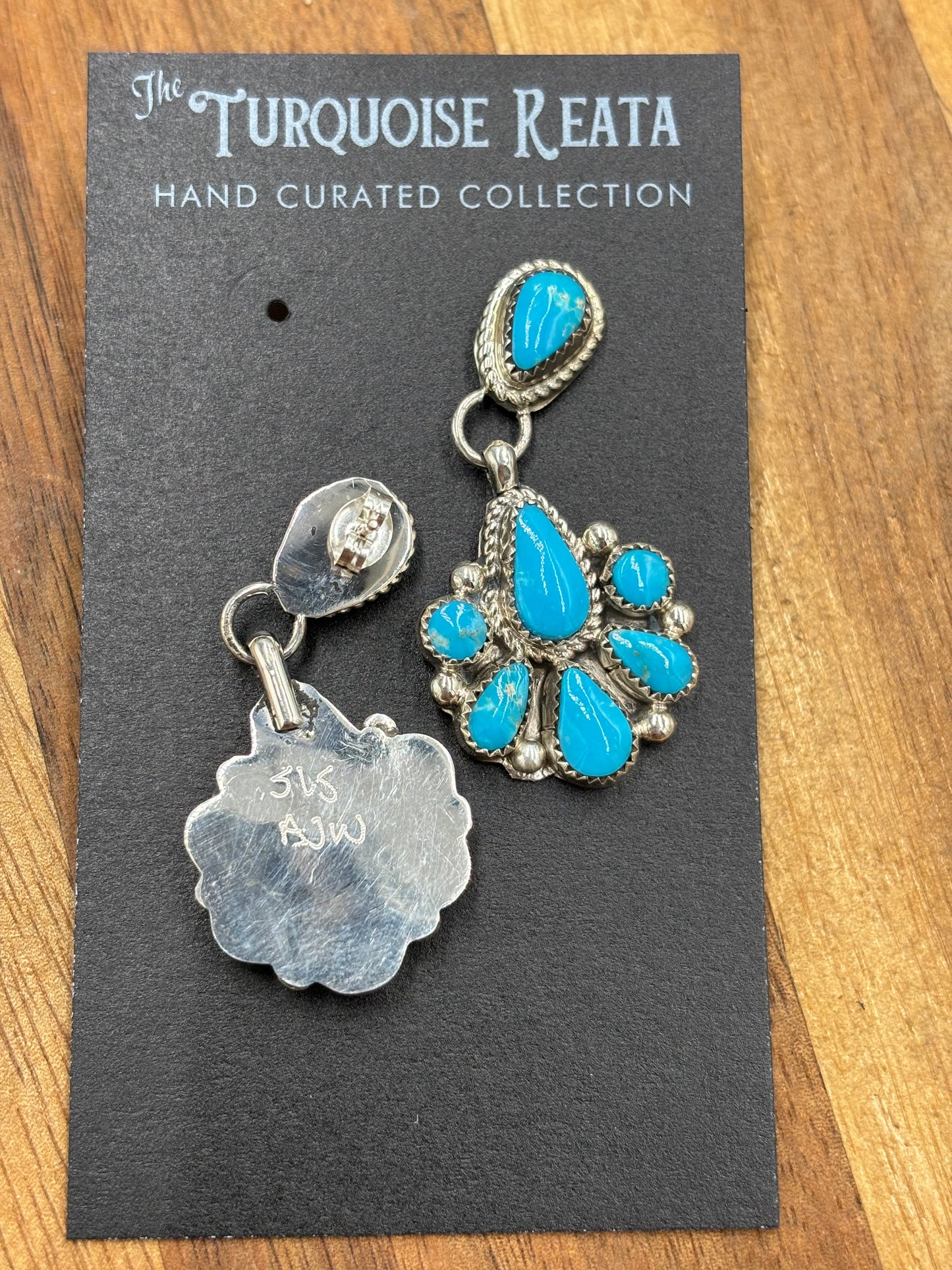 Kingman Turquoise Earrings #1 by Alicia Wilson, Zuni