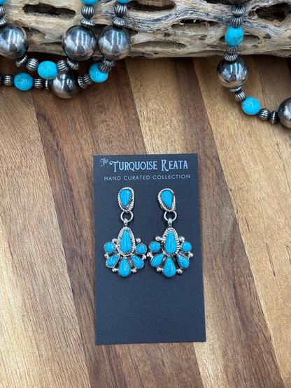 Kingman Turquoise Earrings #2 by Alicia Wilson, Zuni