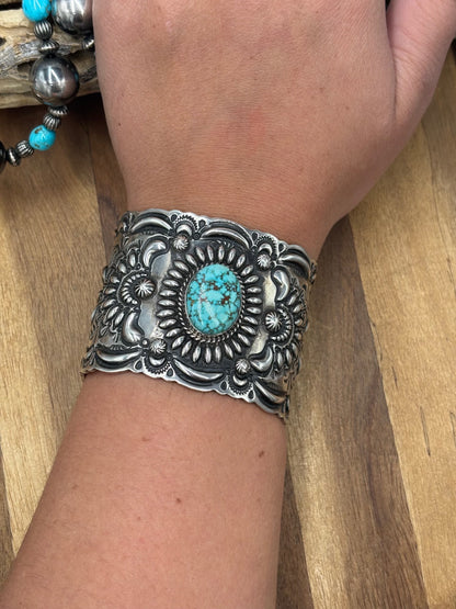 Turquoise #1022-32 Cuff by Darryl Becenti, Navajo