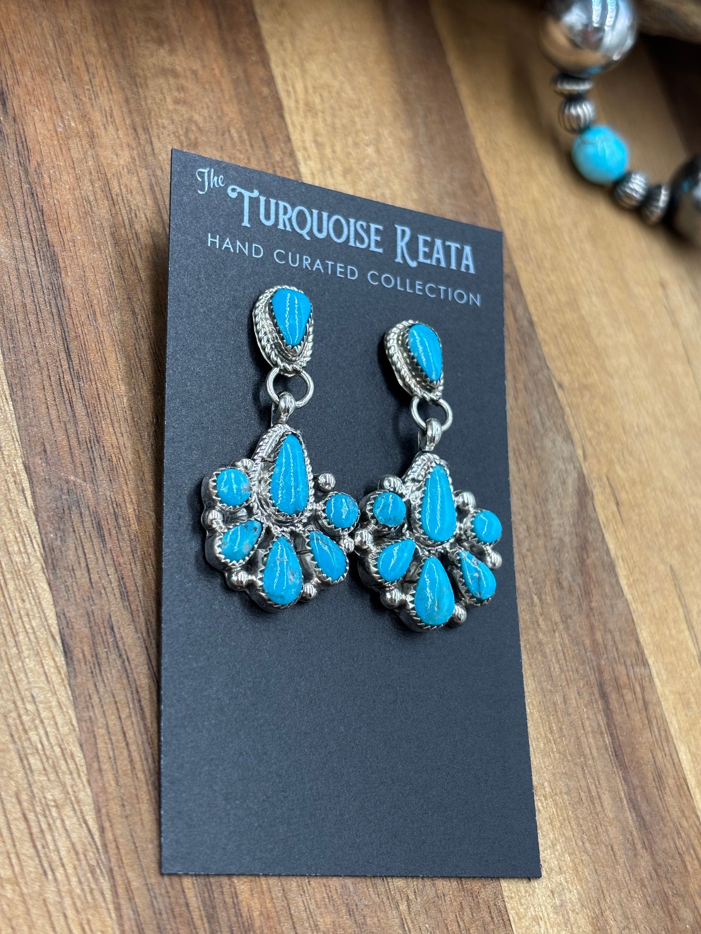 Kingman Turquoise Earrings #2 by Alicia Wilson, Zuni