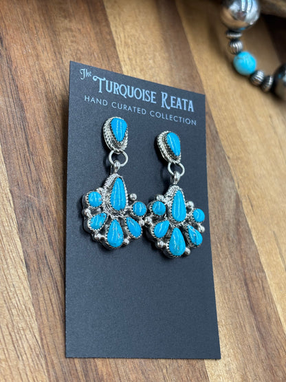 Kingman Turquoise Earrings #2 by Alicia Wilson, Zuni