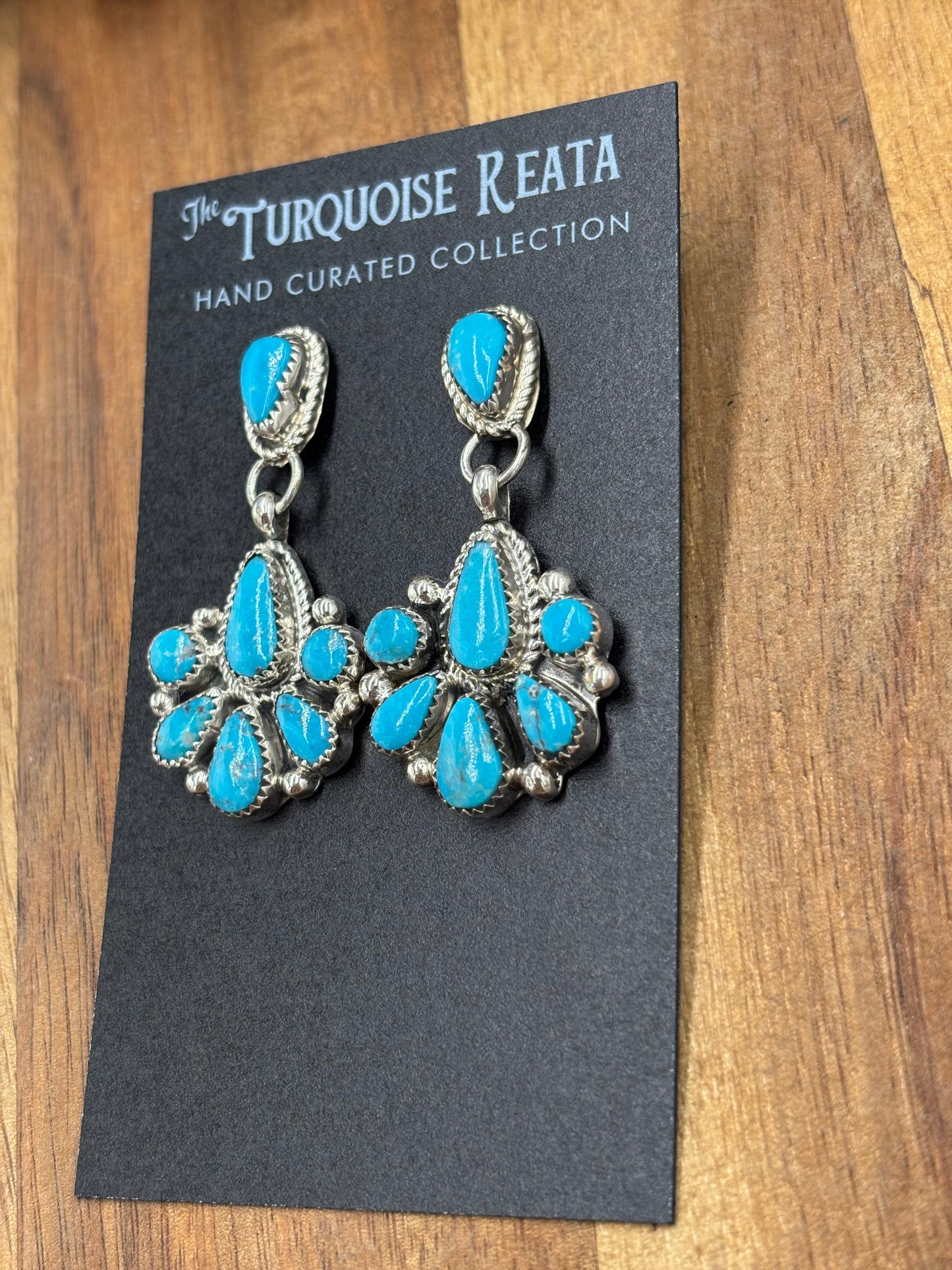 Kingman Turquoise Earrings #2 by Alicia Wilson, Zuni
