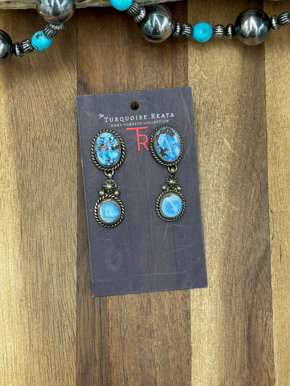 Golden Hills #1022-25 Turquoise Earrings by Billie, Navajo