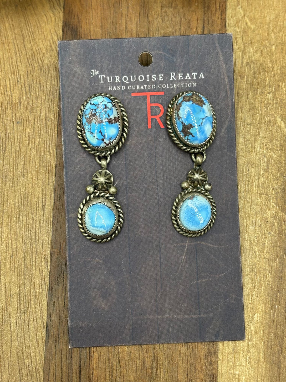 Golden Hills #1022-25 Turquoise Earrings by Billie, Navajo