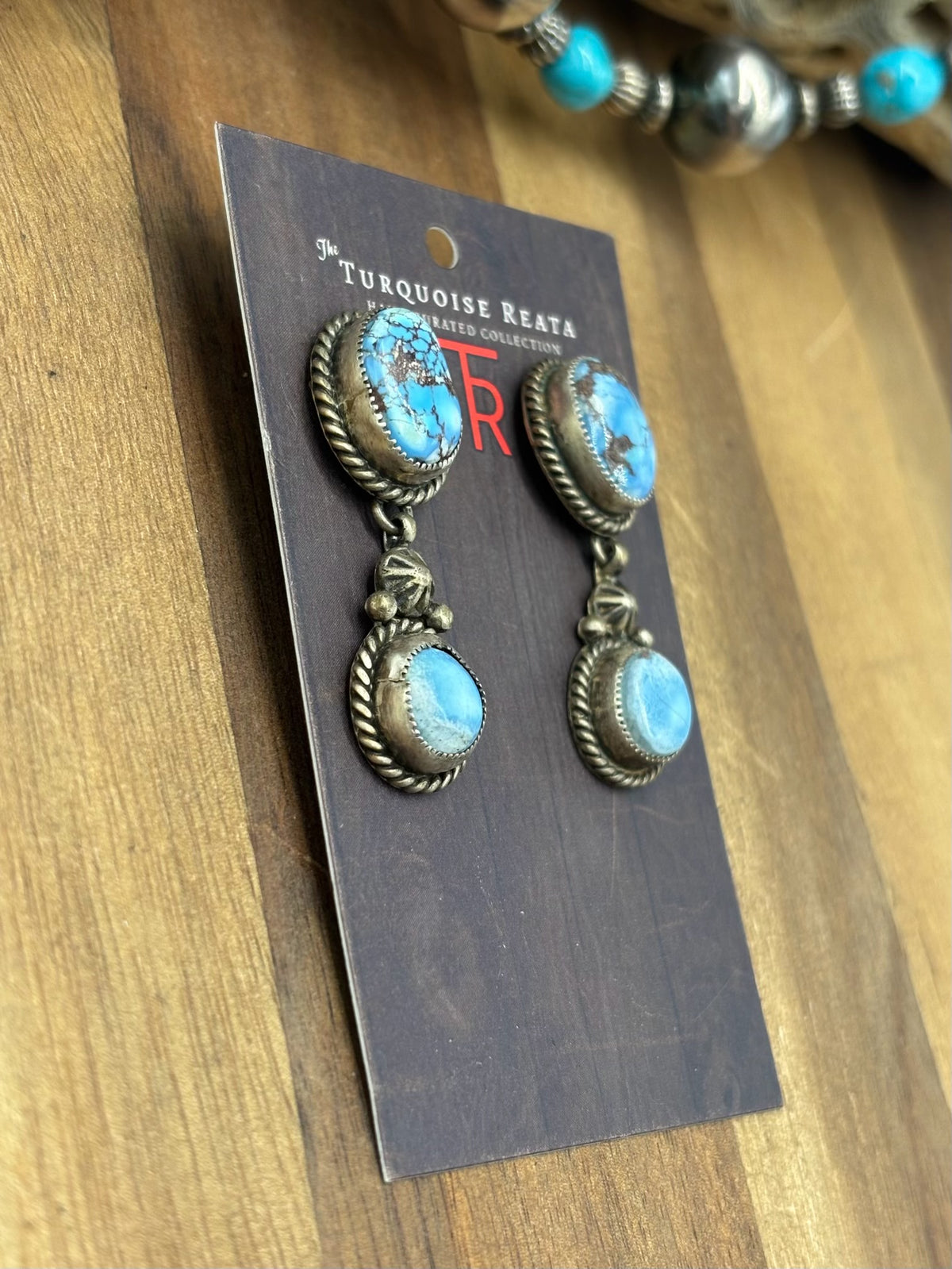Golden Hills #1022-25 Turquoise Earrings by Billie, Navajo