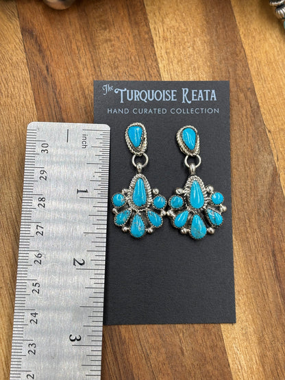 Kingman Turquoise Earrings #2 by Alicia Wilson, Zuni