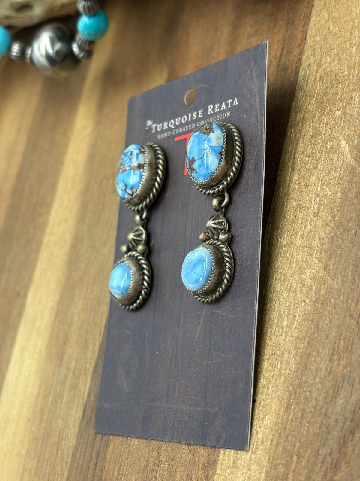 Golden Hills #1022-25 Turquoise Earrings by Billie, Navajo