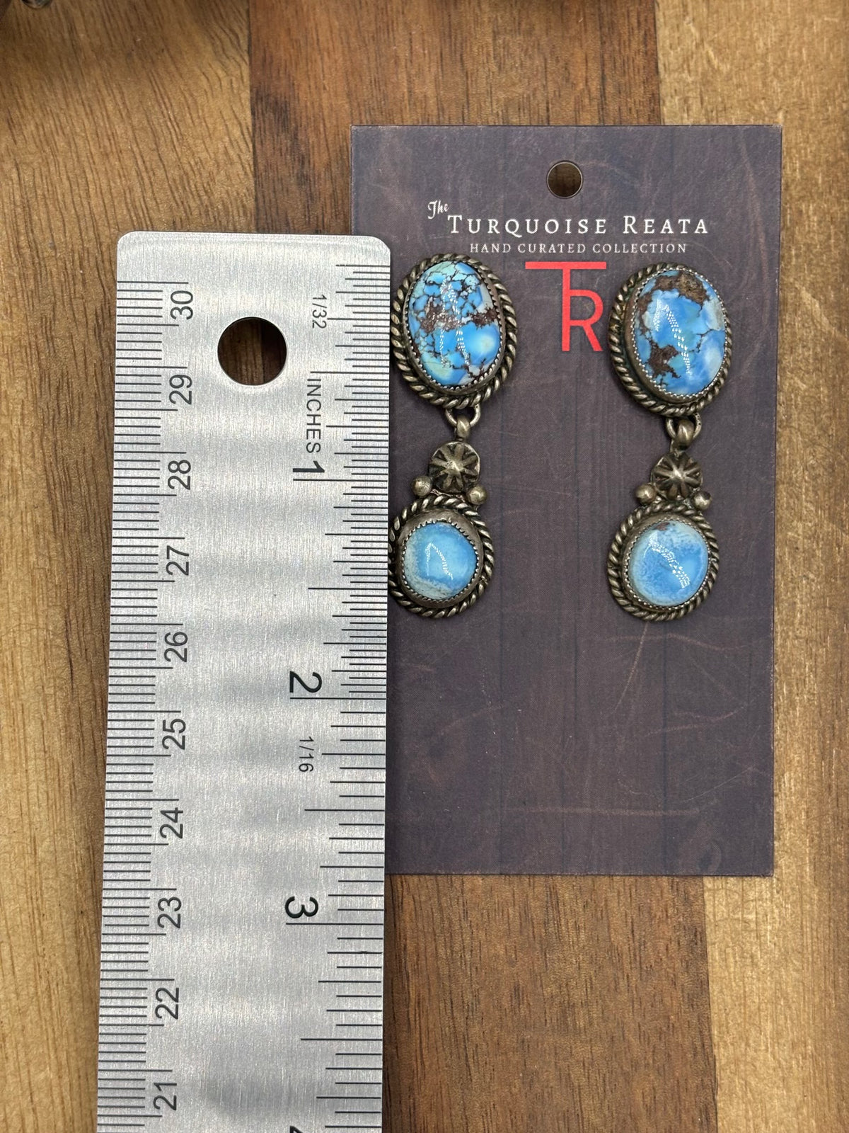 Golden Hills #1022-25 Turquoise Earrings by Billie, Navajo