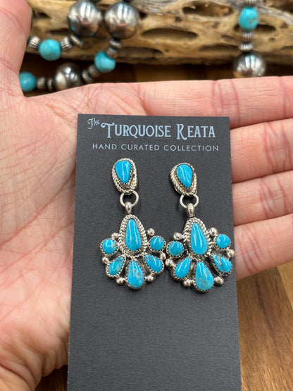Kingman Turquoise Earrings #2 by Alicia Wilson, Zuni