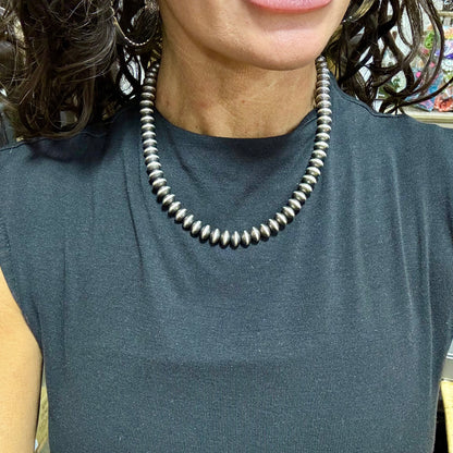 18" 8mm Sterling Silver Saucer Pearl Necklace