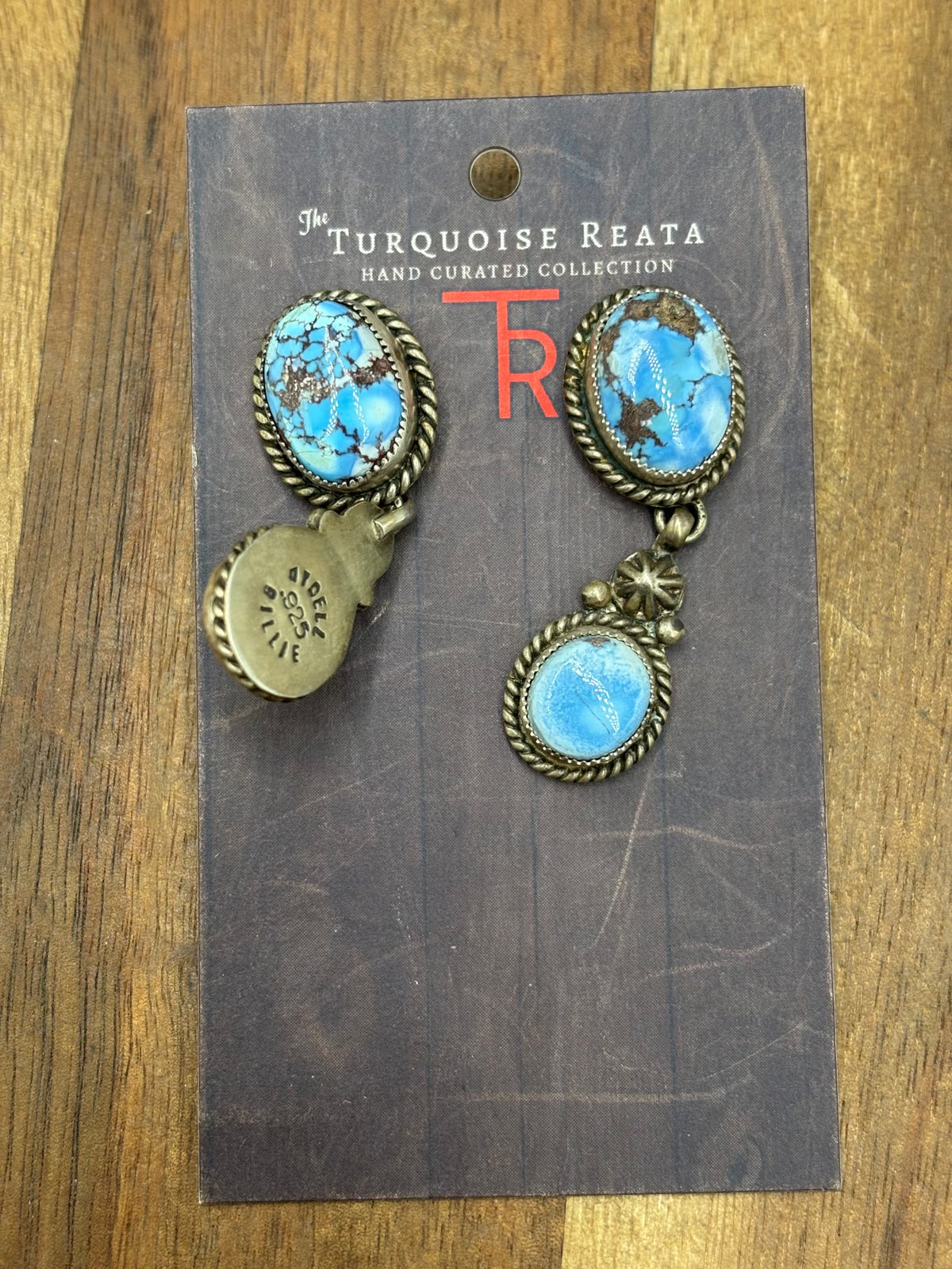 Golden Hills #1022-25 Turquoise Earrings by Billie, Navajo