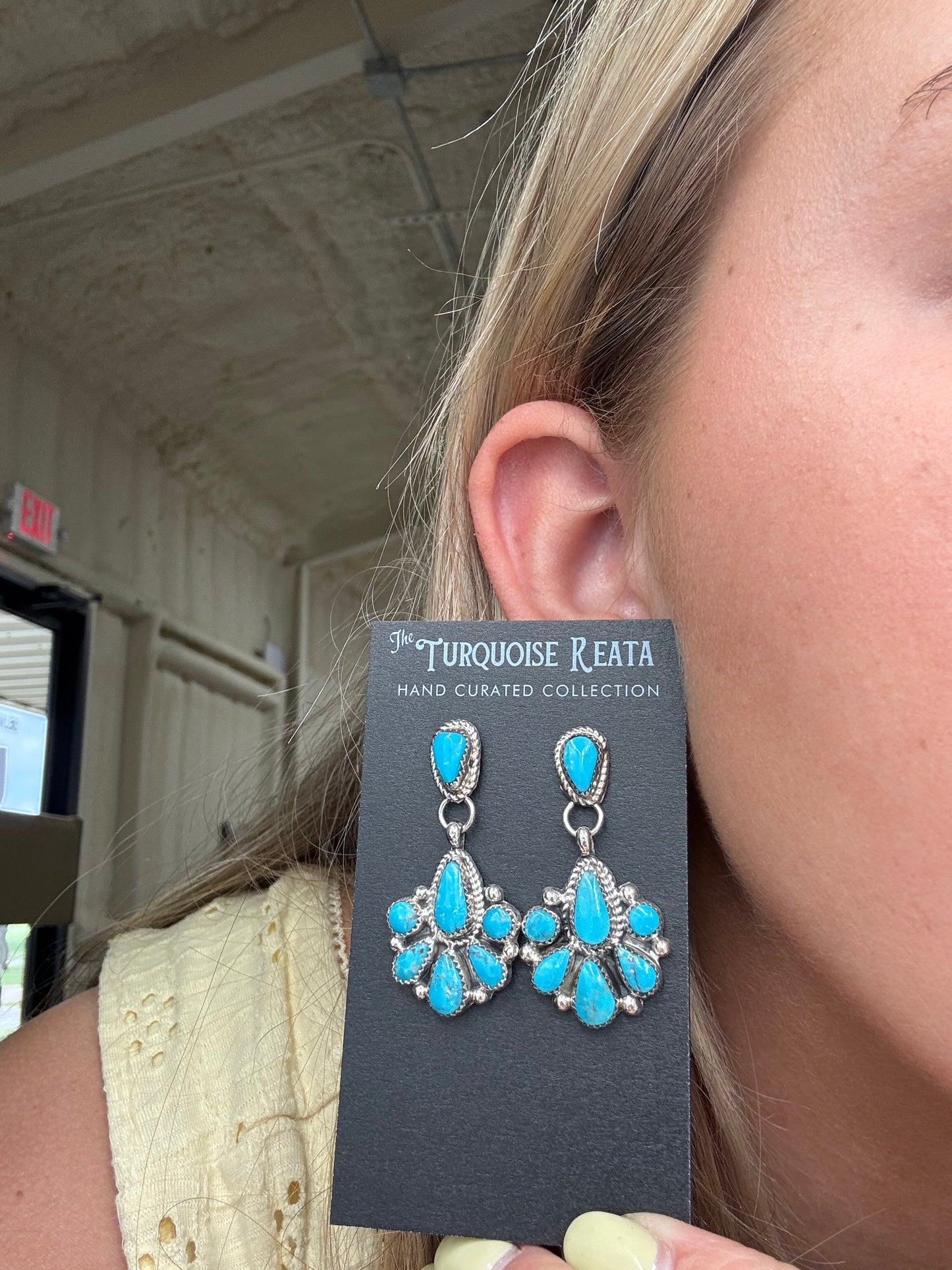Kingman Turquoise Earrings #2 by Alicia Wilson, Zuni
