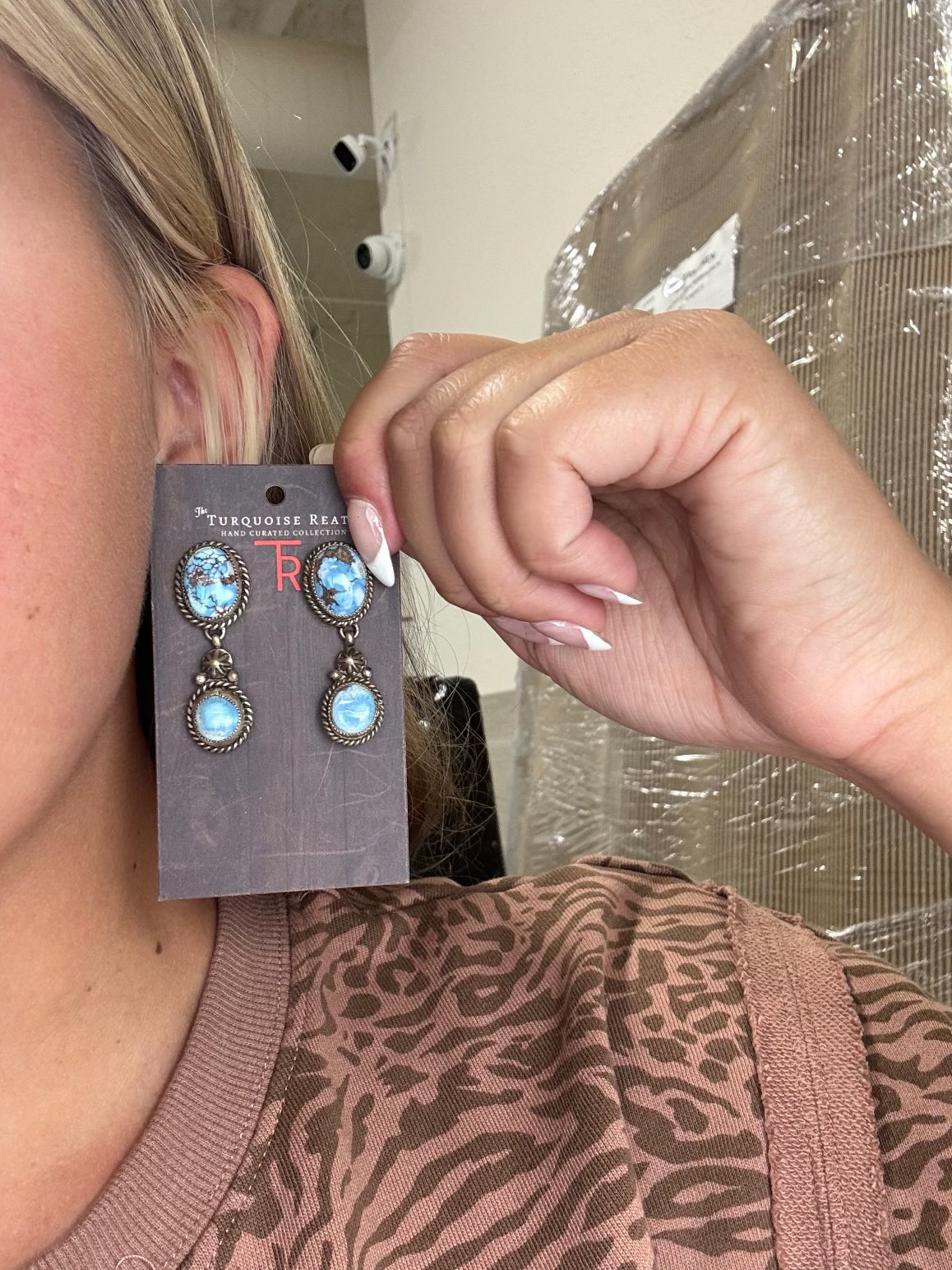 Golden Hills #1022-25 Turquoise Earrings by Billie, Navajo