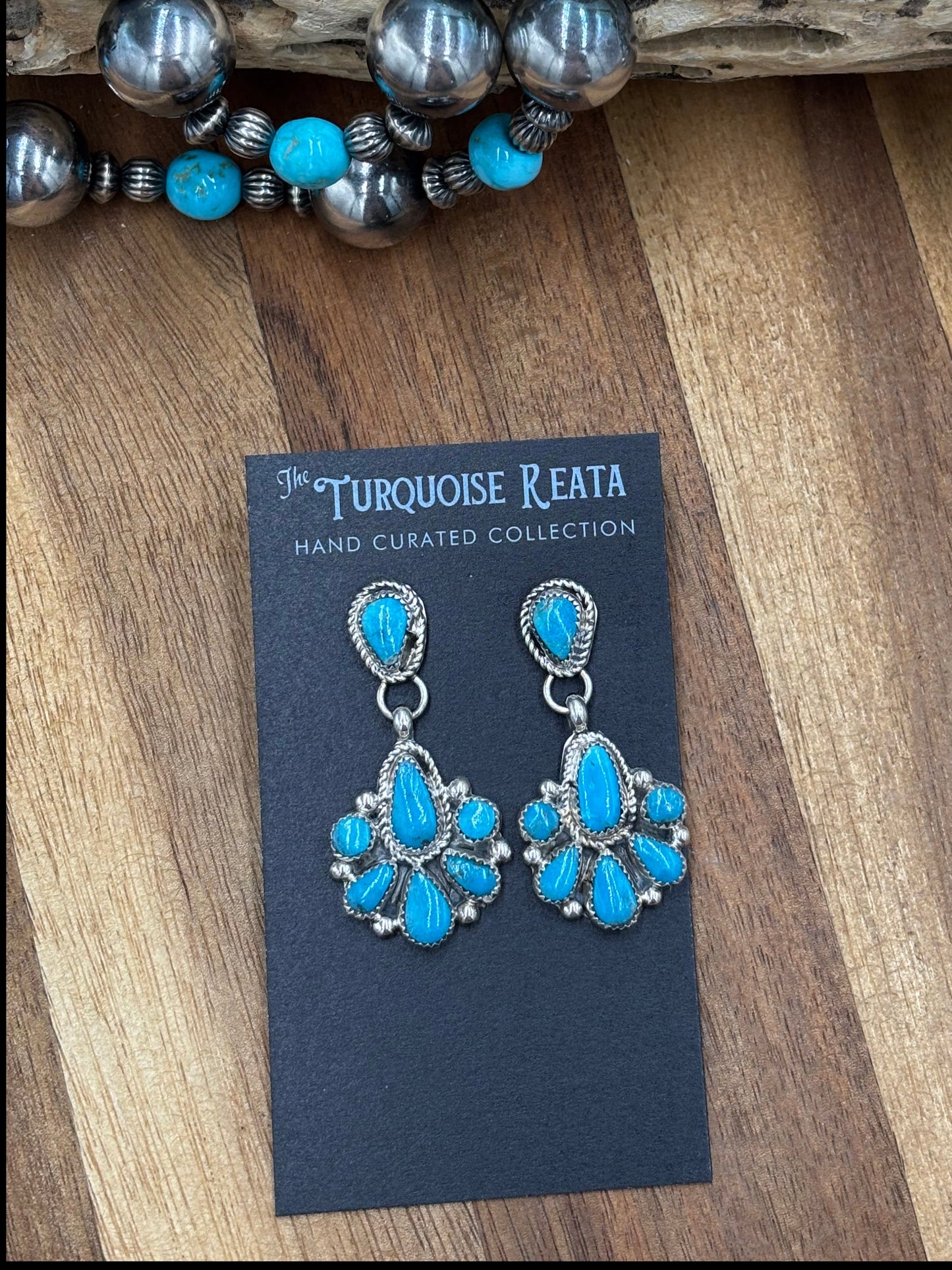 Kingman Turquoise Earrings #3 by Alicia Wilson, Zuni