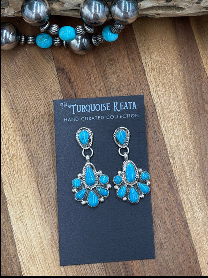 Kingman Turquoise Earrings #3 by Alicia Wilson, Zuni