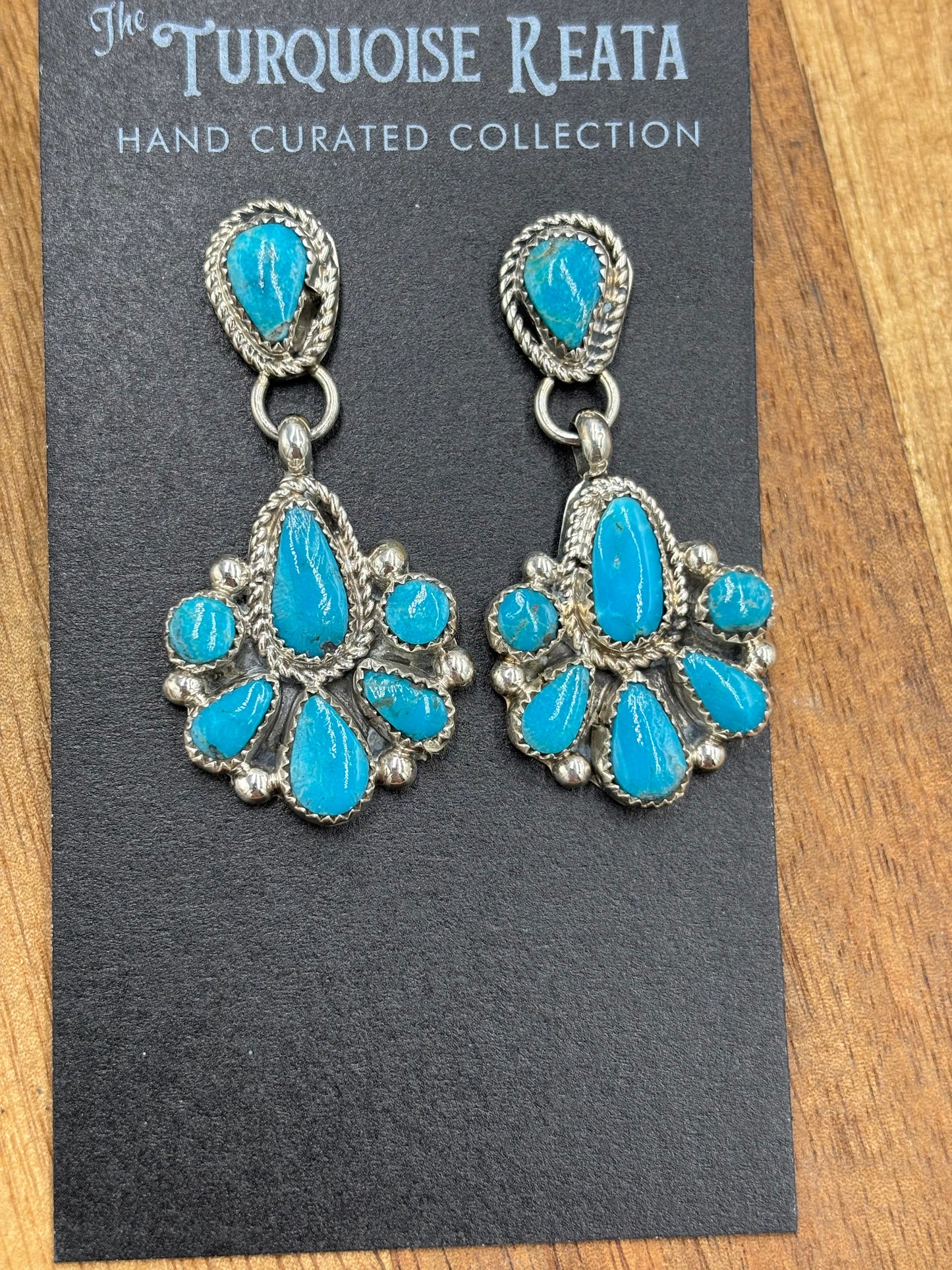 Kingman Turquoise Earrings #3 by Alicia Wilson, Zuni