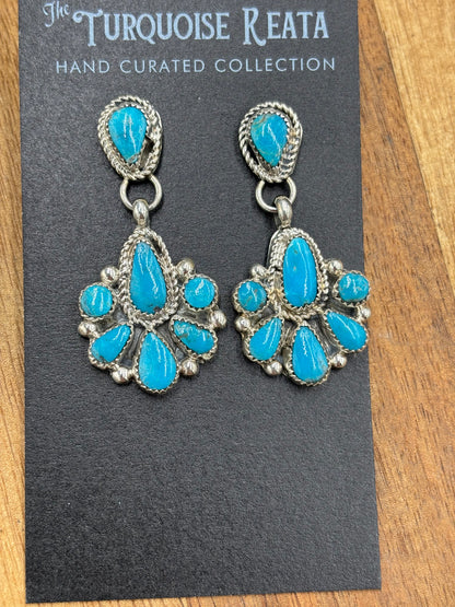 Kingman Turquoise Earrings #3 by Alicia Wilson, Zuni
