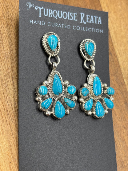 Kingman Turquoise Earrings #3 by Alicia Wilson, Zuni