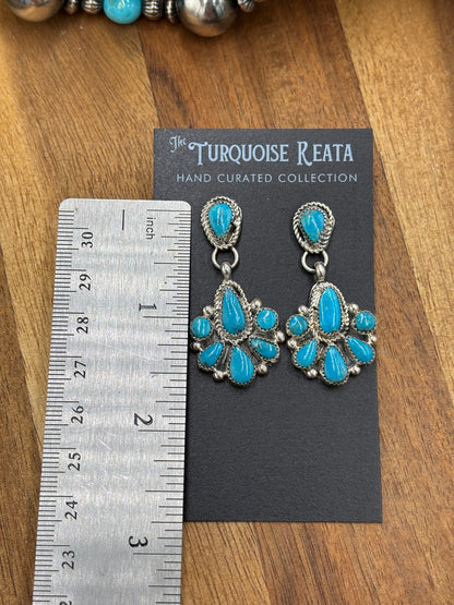 Kingman Turquoise Earrings #3 by Alicia Wilson, Zuni