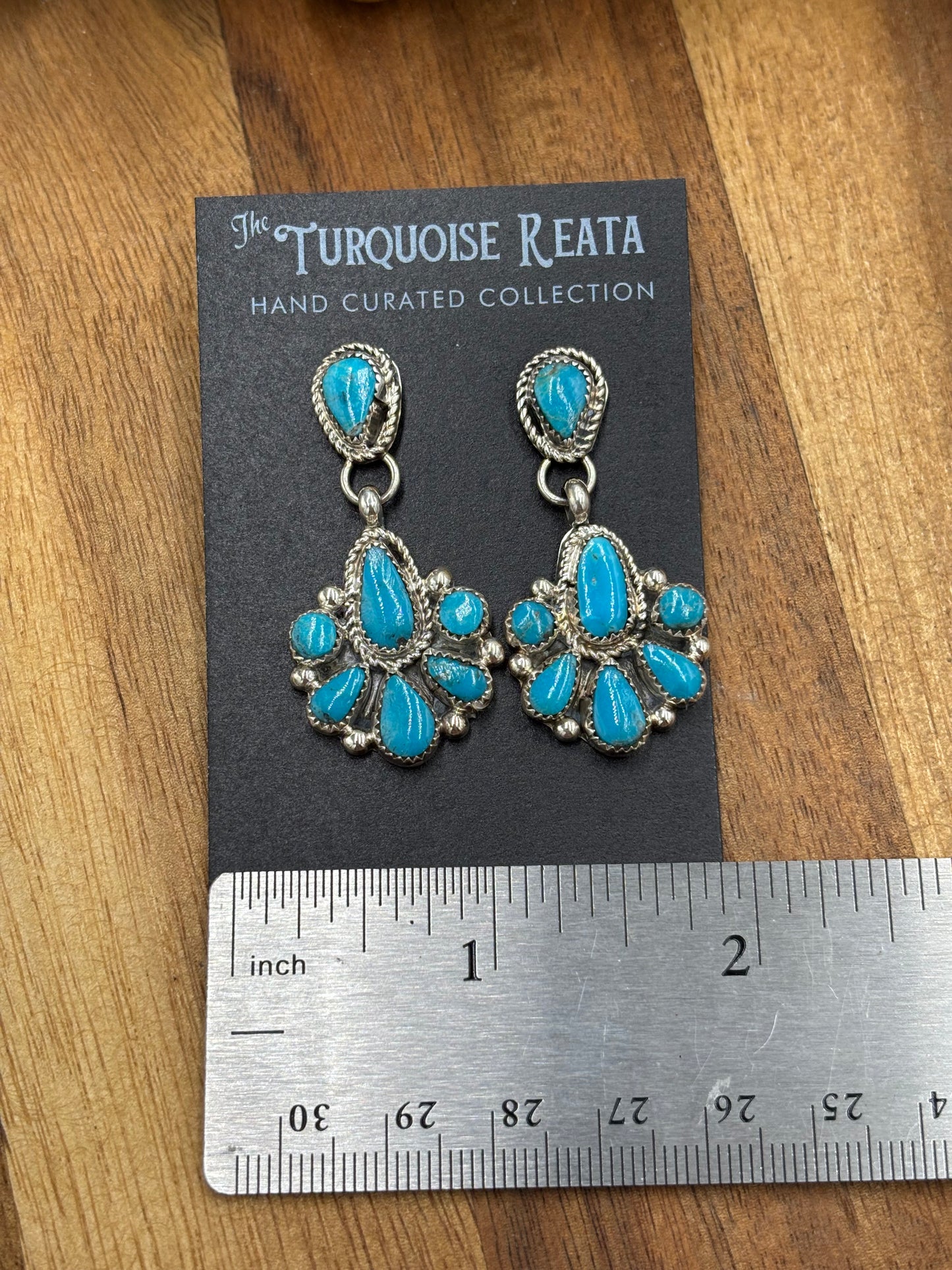 Kingman Turquoise Earrings #3 by Alicia Wilson, Zuni
