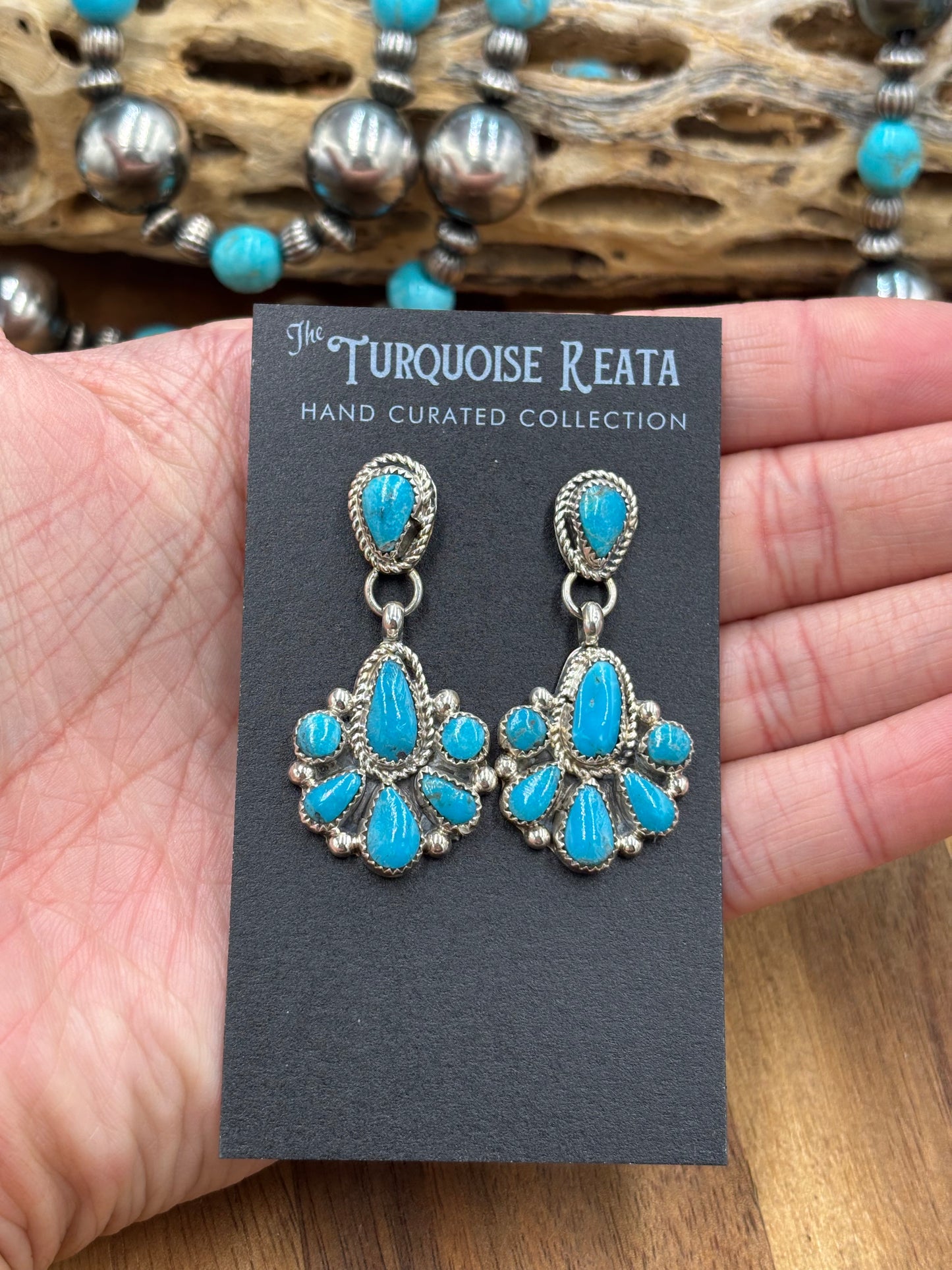 Kingman Turquoise Earrings #3 by Alicia Wilson, Zuni