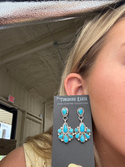 Kingman Turquoise Earrings #3 by Alicia Wilson, Zuni