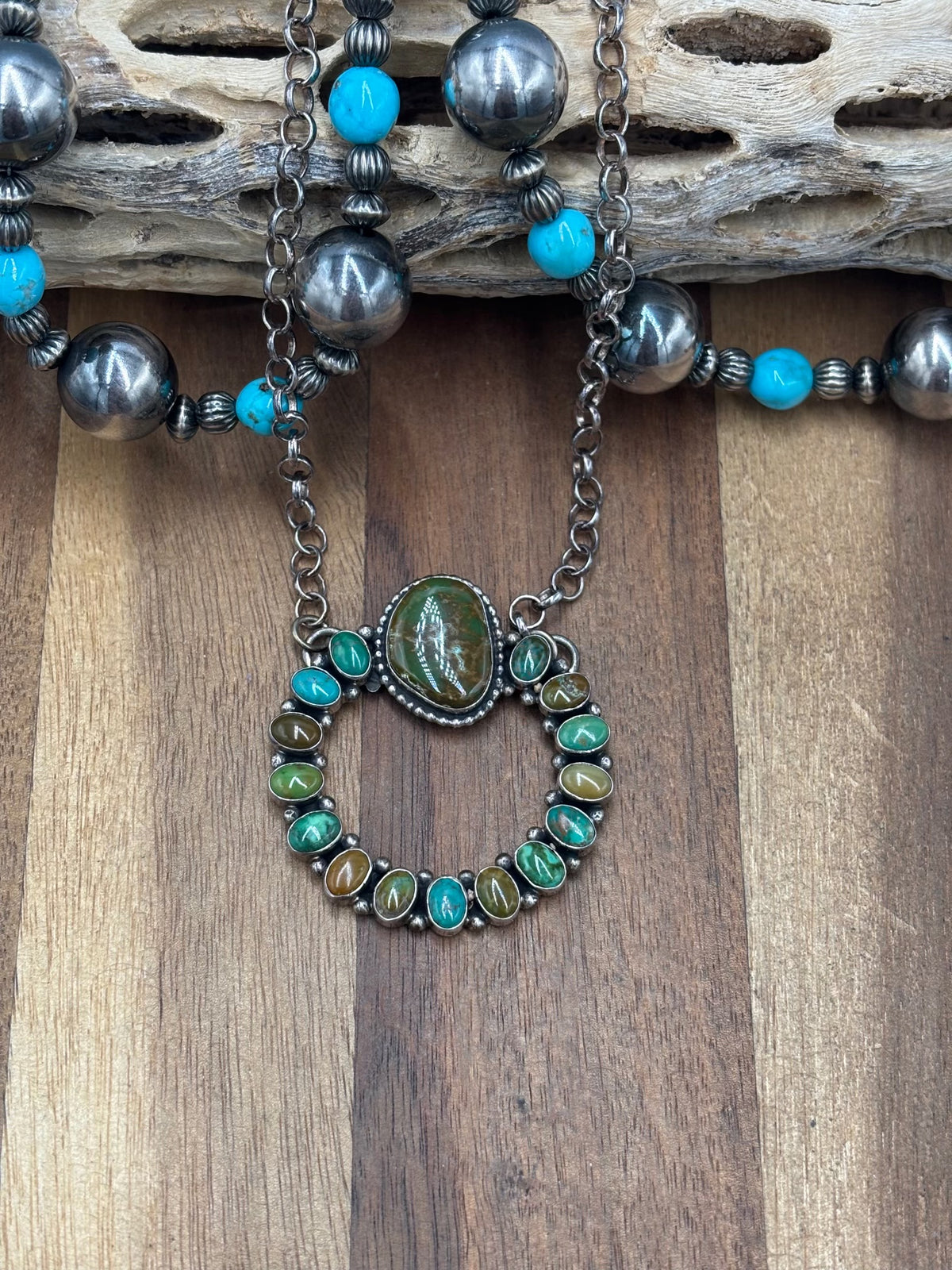 Royston #1022-30 Turquoise Necklace by E Vjylie, Navajo