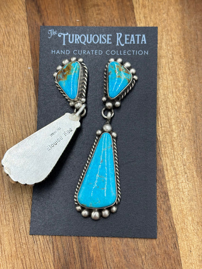 Kingman Turquoise Earrings #4 by Elouise Kee, Navajo
