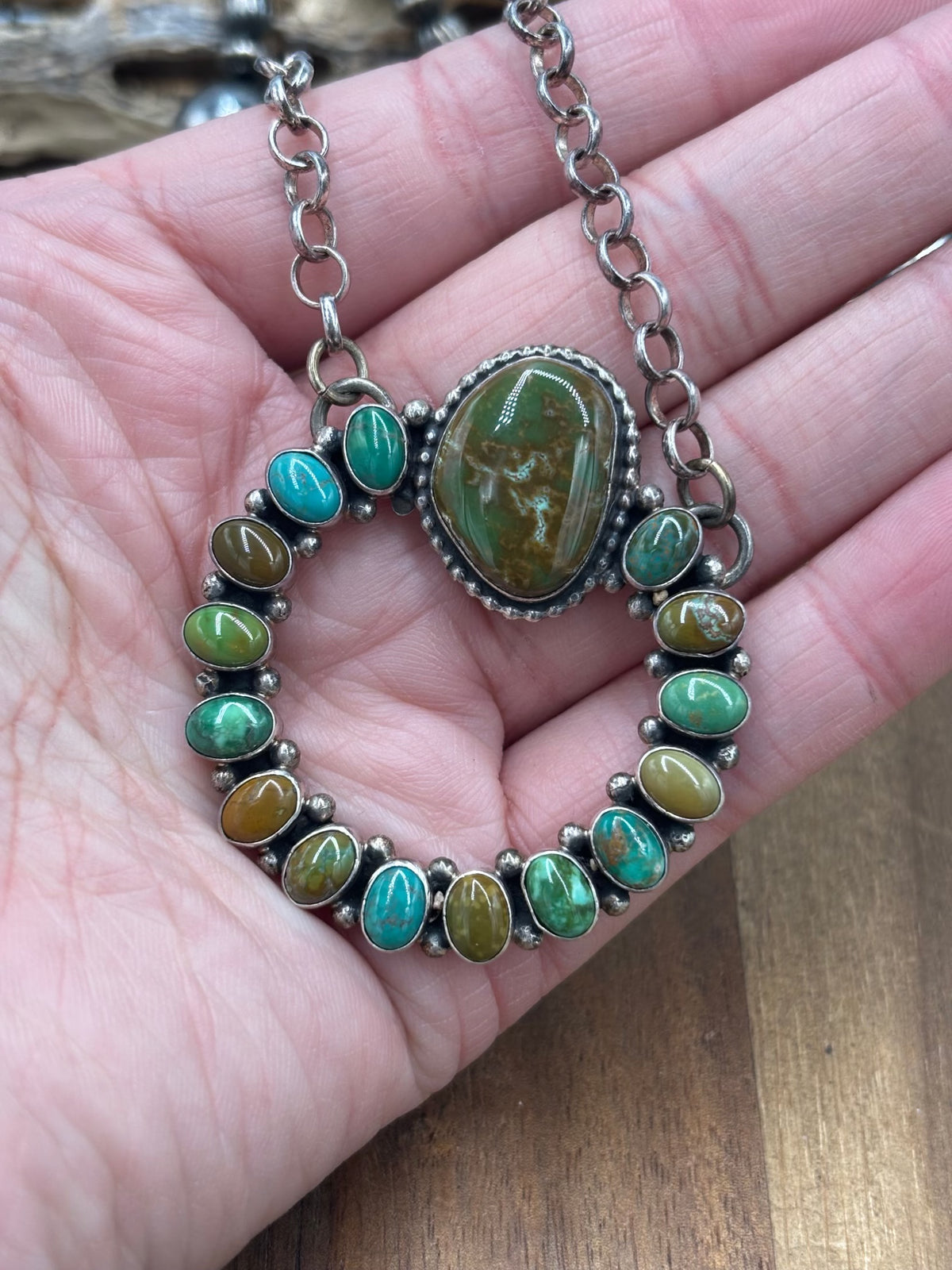 Royston #1022-30 Turquoise Necklace by E Vjylie, Navajo