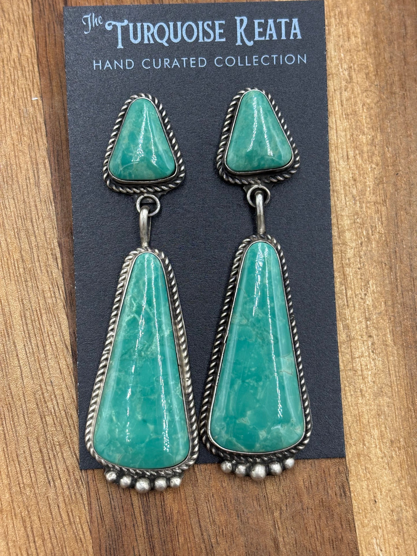 Kingman Turquoise Earrings #5 by Elouise Kee, Navajo