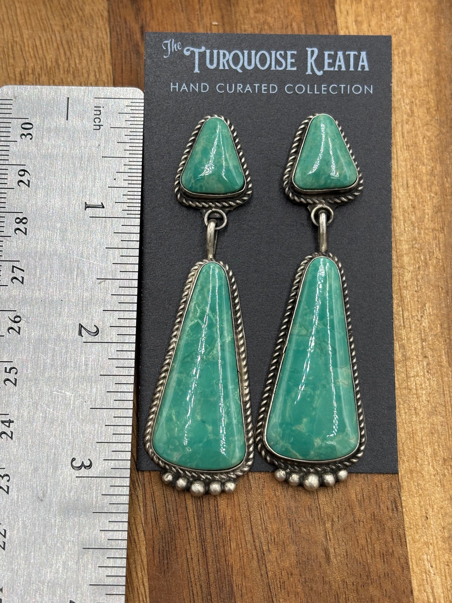 Kingman Turquoise Earrings #5 by Elouise Kee, Navajo