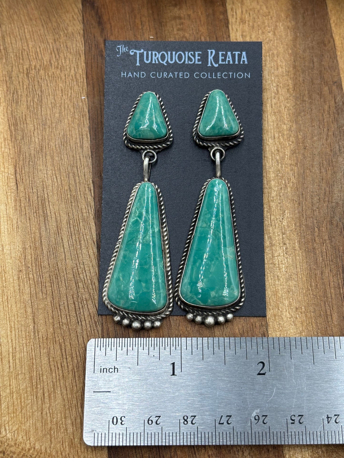 Kingman Turquoise Earrings #5 by Elouise Kee, Navajo