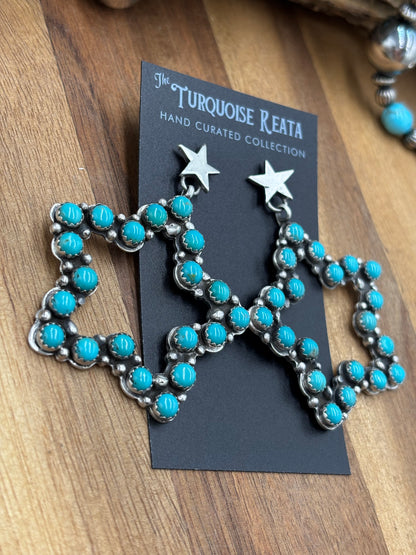 Turquoise Star Earrings by Charles Johnson, Navajo