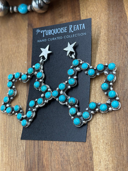 Turquoise Star Earrings by Charles Johnson, Navajo