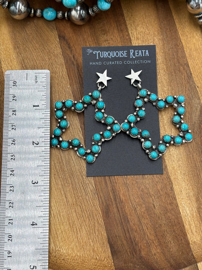 Turquoise Star Earrings by Charles Johnson, Navajo