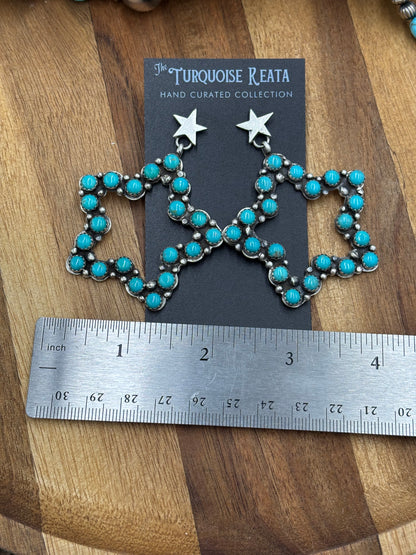 Turquoise Star Earrings by Charles Johnson, Navajo