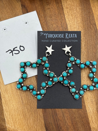 Turquoise Star Earrings by Charles Johnson, Navajo