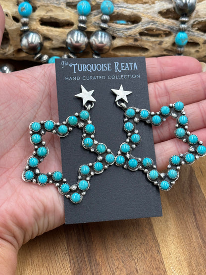 Turquoise Star Earrings by Charles Johnson, Navajo