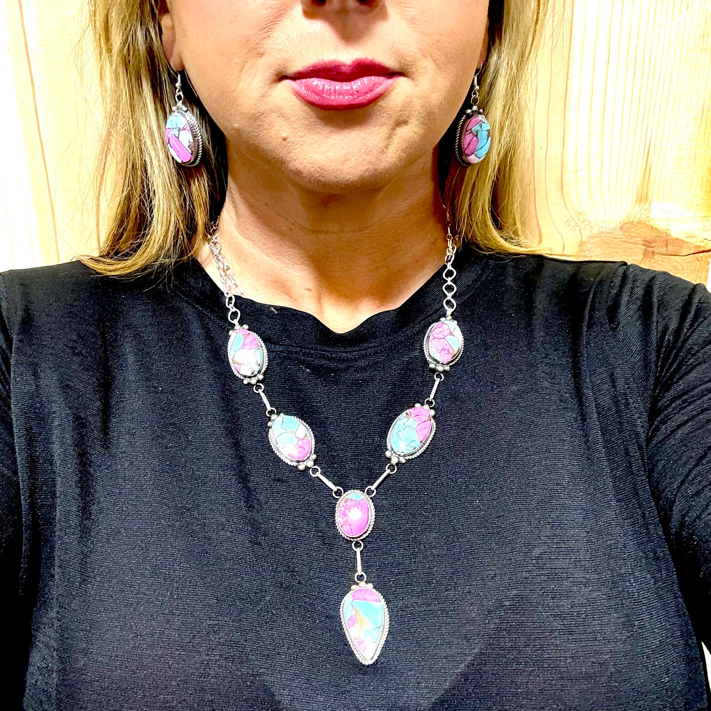 Cotton Candy Set 22" necklace and earrings