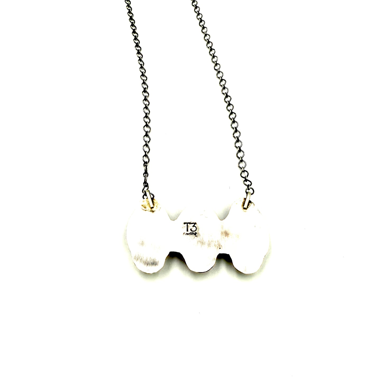 18" 3 Stone Cotton Candy bar necklace By Tia Long, Navajo