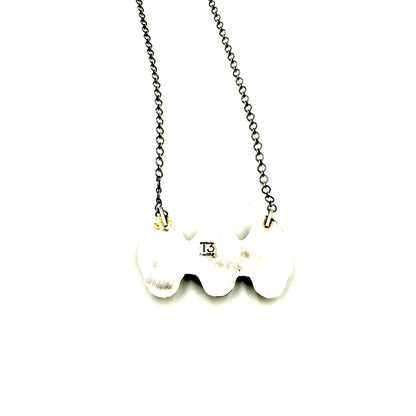 18" 3 Stone Cotton Candy bar necklace By Tia Long, Navajo