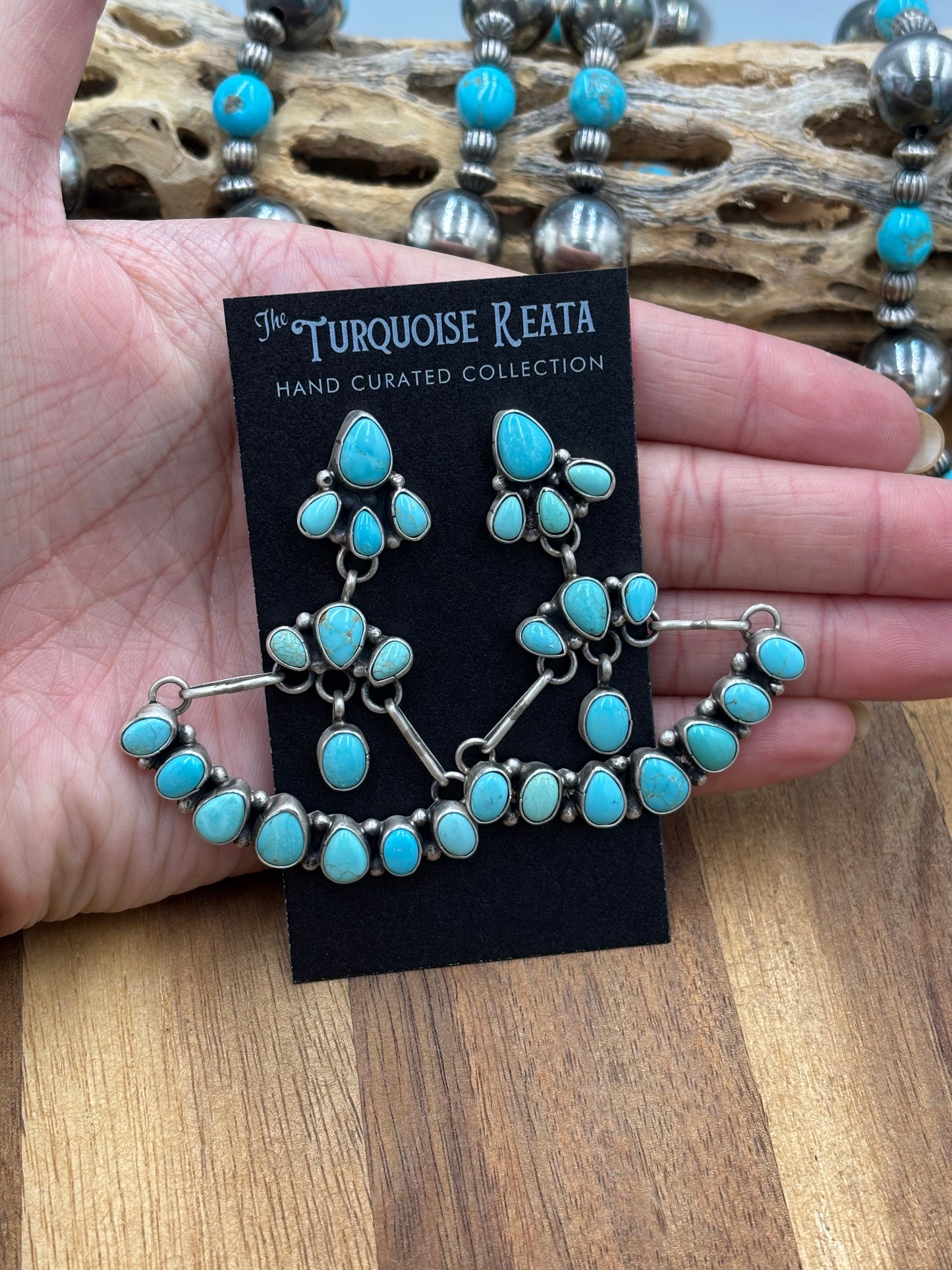 Turquoise Chandelier Earrings by Sheila, Navajo