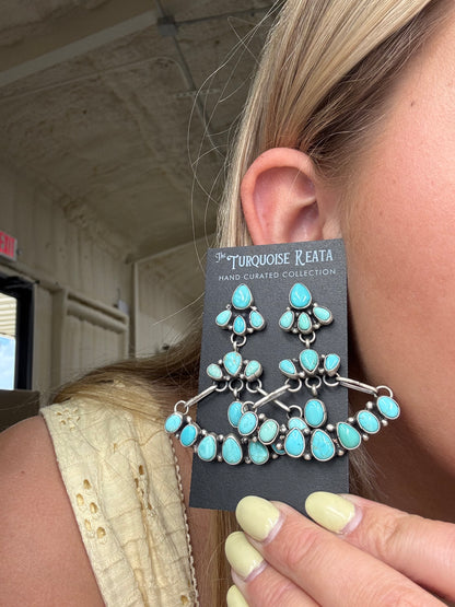 Turquoise Chandelier Earrings by Sheila, Navajo