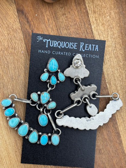 Turquoise Chandelier Earrings by Sheila, Navajo