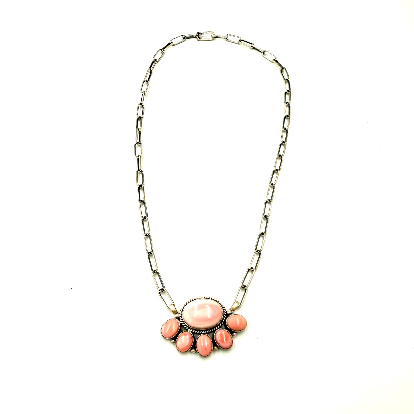 18" Half Cluster Pink Conch Necklace