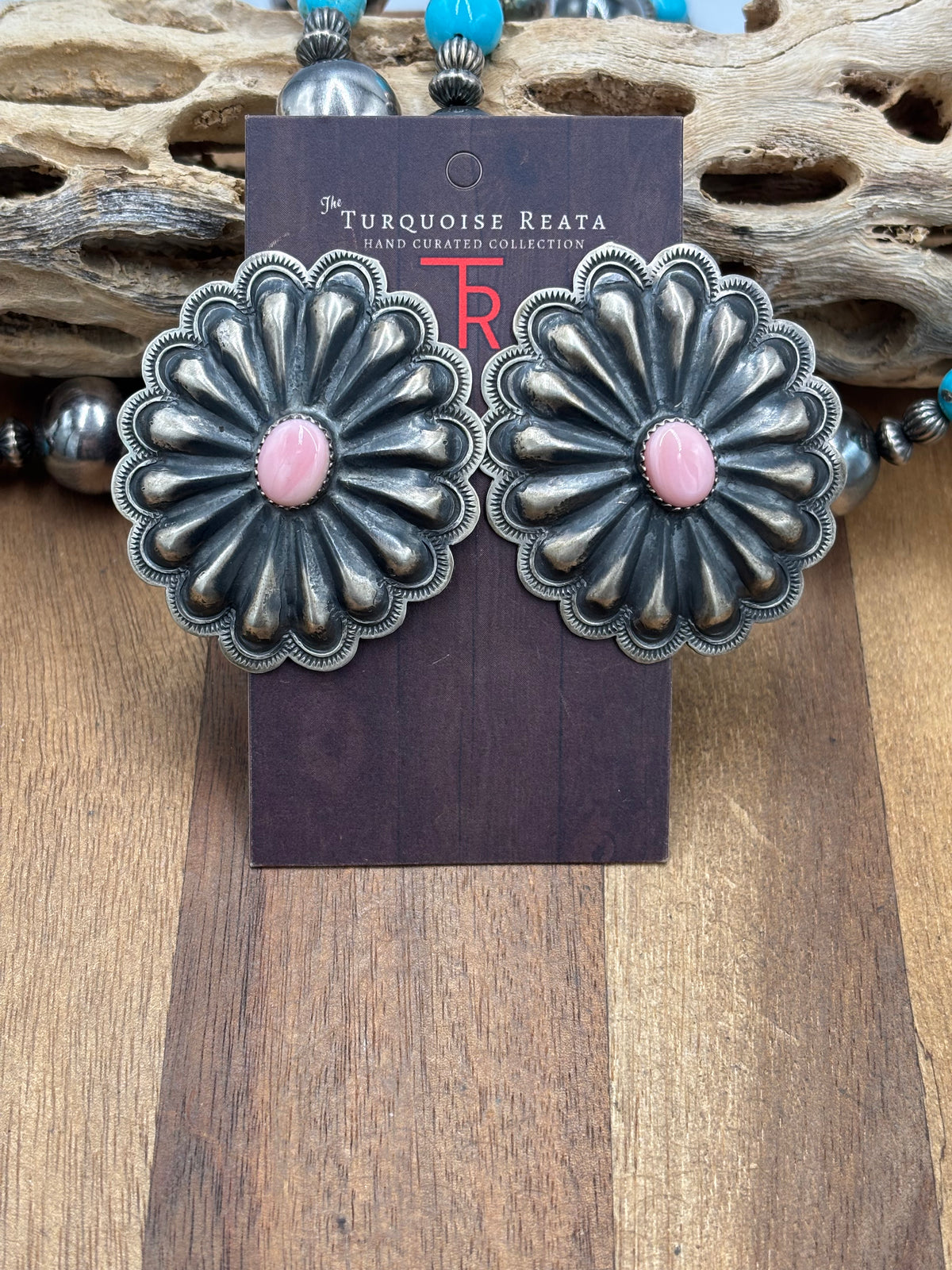 Pink Conch #1022-23 Concho Earrings Navajo