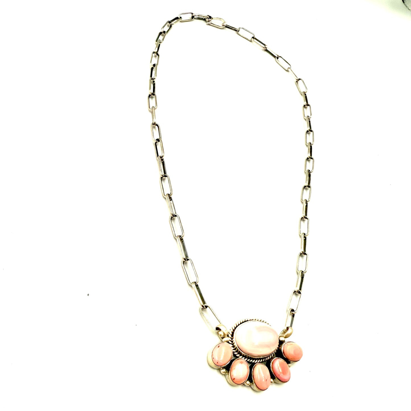 18" Half Cluster Pink Conch Necklace